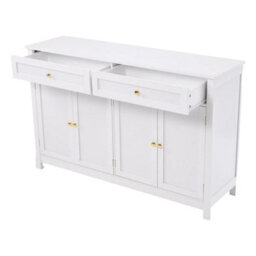 White Modern Sideboard 4 Door 2 Drawer Buffet Storage Cabinet Cupboard - thumbnail 1