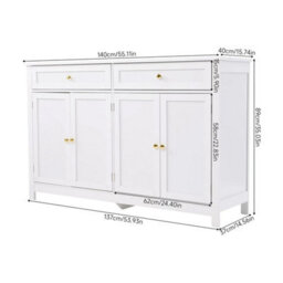 White Modern Sideboard 4 Door 2 Drawer Buffet Storage Cabinet Cupboard - thumbnail 2