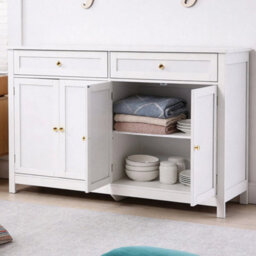 White Modern Sideboard 4 Door 2 Drawer Buffet Storage Cabinet Cupboard - thumbnail 5
