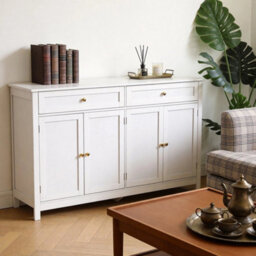 White Modern Sideboard 4 Door 2 Drawer Buffet Storage Cabinet Cupboard - thumbnail 6