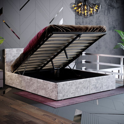 Lassic Vida Designs Veronica Silver Velvet Ukfr 5Ft King Size Ottoman Bed Frame, 200 X 150Cm - image 1