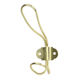 GoodHome Tapered Twist Brass Effect Steel Wall-Mounted Hat & Coat Hook (H)147mm (D)91mm