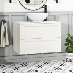 Royal Bathrooms Royal Bathroom Elmore 800mm Classic White Wall Mounted Countertop Bathroom Vanity Unit 2 Drawer With Breeze Basin - thumbnail 1