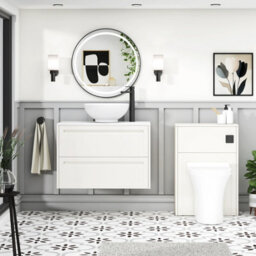 Royal Bathrooms Royal Bathroom Elmore 800mm Classic White Wall Mounted Countertop Bathroom Vanity Unit 2 Drawer With Breeze Basin - thumbnail 5