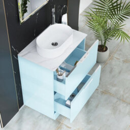 Royal Bathrooms Evora 700mm Powder Blue Fluted Floor Standing Countertop Vanity Unit 2 Drawer With Lyon Basin - thumbnail 3
