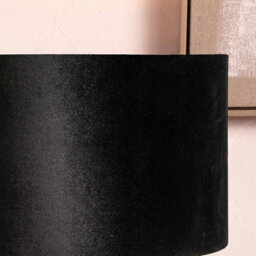 Pacific Lifestyle 45Cm Black Velvet Cylinder Lampshade Floor Table Lamps - thumbnail 2