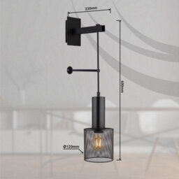 Luminosa Lighting Luminosa Jedd 12Cm Wall Lamp Matt Black 1X E27 - thumbnail 7