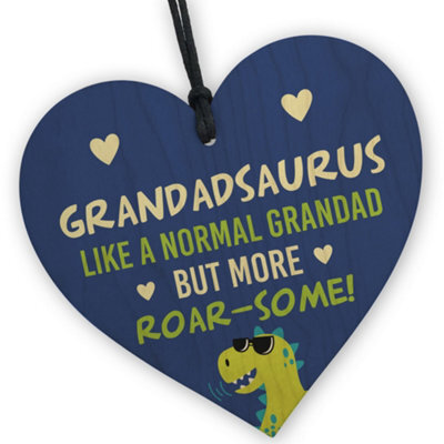 Red Ocean Grandadsauras Wooden Heart, Like A Normal Grandad But More Roar-Some, Ideal For Grandad, Birthday, - image 1