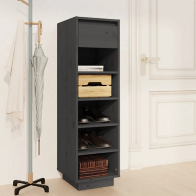 Berkfield Shoe Cabinet Grey 34X30X105 Cm Solid Wood Pine - image 1
