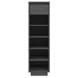 Berkfield Shoe Cabinet Grey 34X30X105 Cm Solid Wood Pine - thumbnail 3