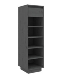 Berkfield Shoe Cabinet Grey 34X30X105 Cm Solid Wood Pine - thumbnail 2