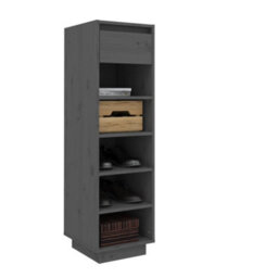 Berkfield Shoe Cabinet Grey 34X30X105 Cm Solid Wood Pine - thumbnail 7