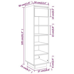 Berkfield Shoe Cabinet Grey 34X30X105 Cm Solid Wood Pine - thumbnail 9