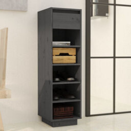 Berkfield Shoe Cabinet Grey 34X30X105 Cm Solid Wood Pine - thumbnail 8
