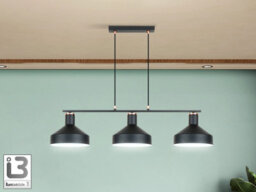 Luminosa Lighting Luminosa Irias Bar Pendant Ceiling Light Black, Copper 3Xe27 - Uk Stock - thumbnail 1
