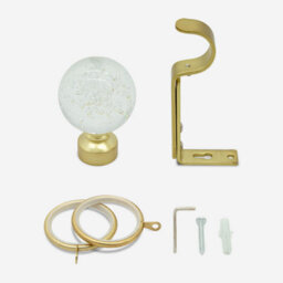 Brushed Gold 28mm Glass Bubbles Fixed Length Metal Curtain Pole  100Cm - thumbnail 3
