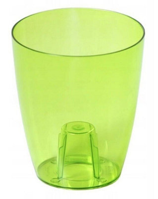 B2C Plant Orchid Pot Plastic 3 Colours Gloss Oval Planter Transparent Clear 13 Cm Green - image 1