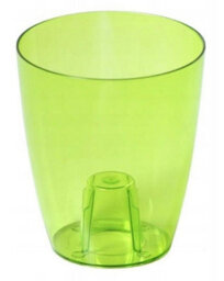 B2C Plant Orchid Pot Plastic 3 Colours Gloss Oval Planter Transparent Clear 13 Cm Green