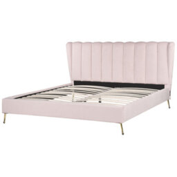 Beliani Bed Velvet Miribel 180 X 200 Cm (Eu Super King) Pastel Pink - thumbnail 6
