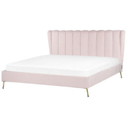 Beliani Bed Velvet Miribel 180 X 200 Cm (Eu Super King) Pastel Pink - thumbnail 1