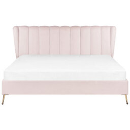 Beliani Bed Velvet Miribel 180 X 200 Cm (Eu Super King) Pastel Pink - thumbnail 4