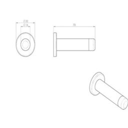 Rubber Tipped Doorstop Cylinder With Rose Wall Mounted 70mm Matt Black - thumbnail 3