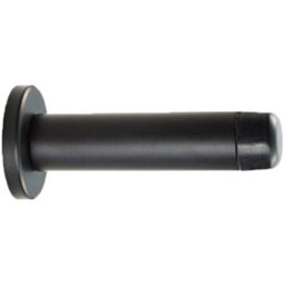 Rubber Tipped Doorstop Cylinder With Rose Wall Mounted 70mm Matt Black