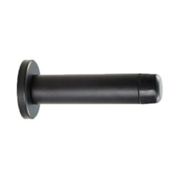 Rubber Tipped Doorstop Cylinder With Rose Wall Mounted 70mm Matt Black - thumbnail 4