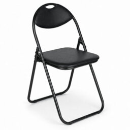 Nyxi Folding Chair Faux Leather Padded Black - Pack Of 2 - thumbnail 1