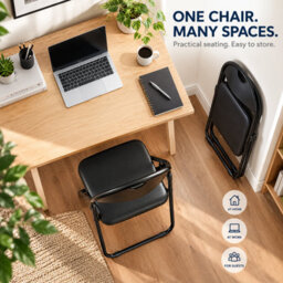 Nyxi Folding Chair Faux Leather Padded Black - Pack Of 2 - thumbnail 6