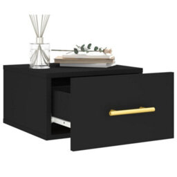 Berkfield Wall-Mounted Bedside Cabinet Black 35X35X20 Cm - thumbnail 4