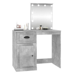 Berkfield Dressing Table With Led Concrete Grey 90X50X132.5 Cm Engineered Wood - thumbnail 4
