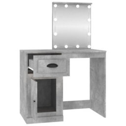 Berkfield Dressing Table With Led Concrete Grey 90X50X132.5 Cm Engineered Wood - thumbnail 7