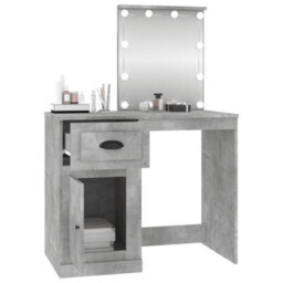 Berkfield Dressing Table With Led Concrete Grey 90X50X132.5 Cm Engineered Wood - thumbnail 5