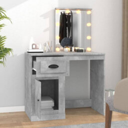 Berkfield Dressing Table With Led Concrete Grey 90X50X132.5 Cm Engineered Wood - thumbnail 3