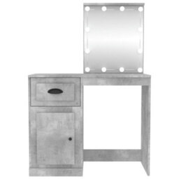 Berkfield Dressing Table With Led Concrete Grey 90X50X132.5 Cm Engineered Wood - thumbnail 6