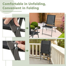 Costway 2 Pieces Patio Folding Chairs Outdoor Portable Dining Chairs With Armrests - thumbnail 7