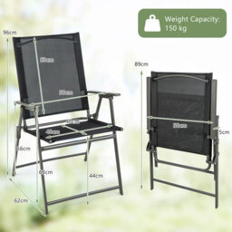 Costway 2 Pieces Patio Folding Chairs Outdoor Portable Dining Chairs With Armrests - thumbnail 3