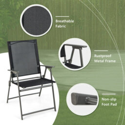 Costway 2 Pieces Patio Folding Chairs Outdoor Portable Dining Chairs With Armrests - thumbnail 8