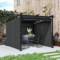 Outsunny 3 X 3(M) Metal Pergola With Retractable Roof And Sidewalls, Grey - thumbnail 9