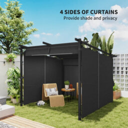 Outsunny 3 X 3(M) Metal Pergola With Retractable Roof And Sidewalls, Grey - thumbnail 5