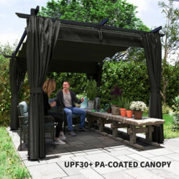 Outsunny 3 X 3(M) Metal Pergola With Retractable Roof And Sidewalls, Grey - thumbnail 6