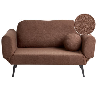 Beliani Sofa Bed 2 Seater Dorotea Boucle Brown - image 1