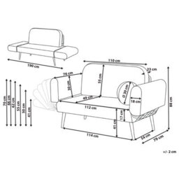 Beliani Sofa Bed 2 Seater Dorotea Boucle Brown - thumbnail 3