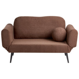 Beliani Sofa Bed 2 Seater Dorotea Boucle Brown - thumbnail 4