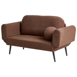 Beliani Sofa Bed 2 Seater Dorotea Boucle Brown - thumbnail 5