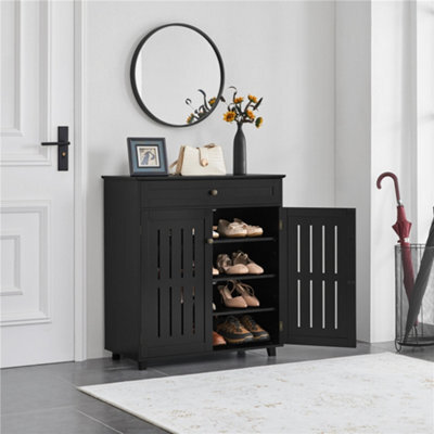 Yaheetech 4 Tier Adjustable Shoe Storage Cabinet - Black - image 1