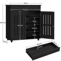 Yaheetech 4 Tier Adjustable Shoe Storage Cabinet - Black - thumbnail 3