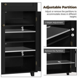 Yaheetech 4 Tier Adjustable Shoe Storage Cabinet - Black - thumbnail 5