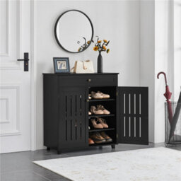 Yaheetech 4 Tier Adjustable Shoe Storage Cabinet - Black - thumbnail 1